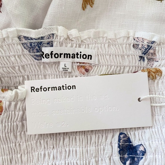 NEW Reformation Greyson Linen Dress Ladybugs Large - Picture 9 of 16